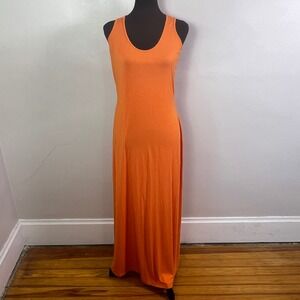 Calvin Klein Sleeveless Maxi Dress Orange Racerback Casual Long Dress, Size 12